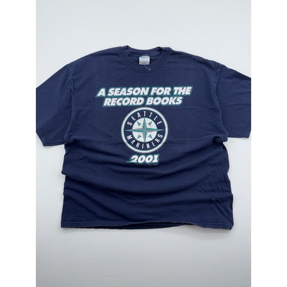 Seattle Mariners 2001 Tee Shirt Blue Season For the Record Books XXL